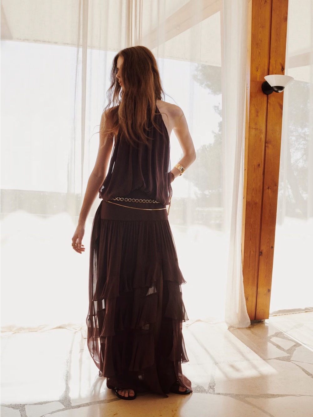 NWT (size small) MANGO HALTER DRESS WITH RUFFLES - Picture 2 of 9